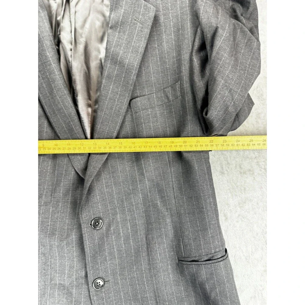 Brooks Brothers 346 Mens Blazer 48L Gray Pinstripe Wool Stretch Luxury